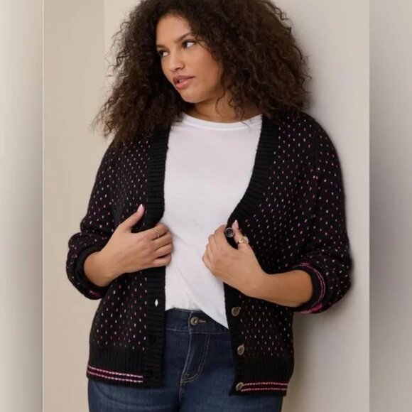 Torrid Valentine's Day Cardigan Drop Shoulder V-neck Button Front Sweater - Picture 1 of 9